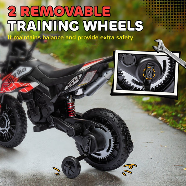 English Elm Qaba Kids Electric Dirt Bike 6v Battery Powered Ride on with Training Wheels Ages 3 to 8 Red W2225P249805
