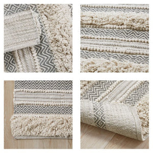 English Elm Woven Artisan-Crafted Bath Runner In Soft Grey, 22X58" - Boho Chic, Durable, Easy Care & Non-Skid Design B035129316-GIGA
