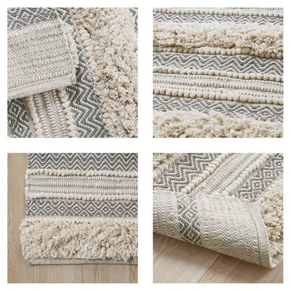 English Elm Woven Artisan-Crafted Bath Runner In Soft Grey, 22X58" - Boho Chic, Durable, Easy Care & Non-Skid Design B035129316-GIGA