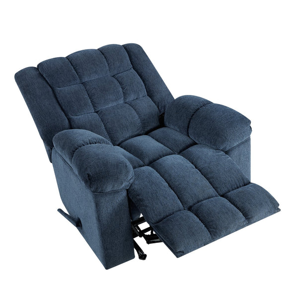 English Elm Gentle Rocking Reclining Chair with Chenille Upholstery, Ultra-Comfort Seat, Smooth Motion Recliner for Living Room Relaxation and Support Blue 41 L x 32 W x 29 H B011P347314