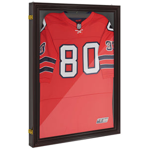English Elm HOMCOM Shadow Box Jersey Display Case 23.5" x 31.5" Brown UV-Resistant Acrylic with Locks and Hooks W2225P173823