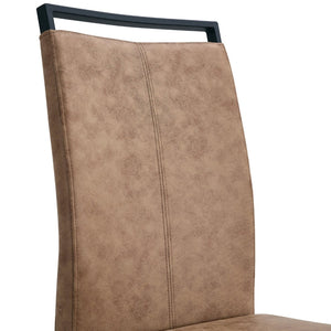 English Elm Table Retro Dining Set With Fishbone Mdf Top & 4 Brown Fabric Chairs - Modern, Stylish, Durable W1151S03140-GIGA