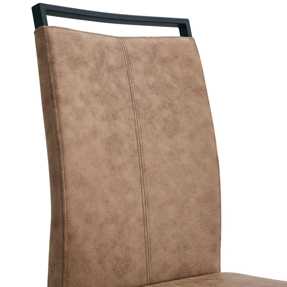 English Elm Table And Chair Set - Retro Rectangular Dining Table With Fishbone Mdf Top & 6 Stylish Brown Chairs W1151S03141-GIGA