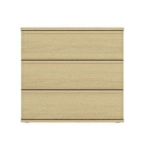 English Elm Molly 26" Nightstand Natural Oak with 3 Drawers, Rounded Corners, Pedestal Base, Modern Storage B365P398193