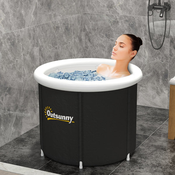 English Elm Outsunny 79G Portable Ice Bath Tub with Thermo & Inflatable Covers, Carry Bag, Fast Drain Valve W2225P200853