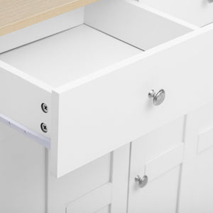 English Elm Fancy Dual-Tone Kitchen Sideboard White & Walnut – 120cm Buffet Cabinet with Arched Doors, Durable Eco Finish, Ample Multi-Zone Storage, Child-Safe Design W2761P230539