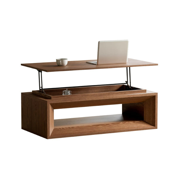 English Elm 43.3'' Wood Veneer Lift Top Coffee Table with Hidden Storage for Living Room Walnut W1435P453255