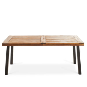 English Elm Modern Acacia Wood Outdoor Dining Set with Wicker Armchairs for Patio or Deck N770PS597R192