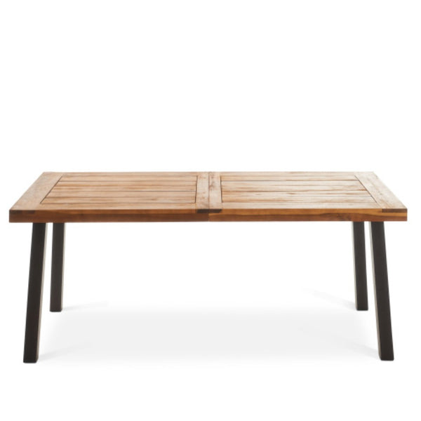 English Elm Modern Acacia Wood Outdoor Dining Set with Wicker Armchairs for Patio or Deck N770PS597R192