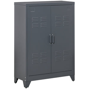 English Elm HOMCOM Industrial Steel Storage Cabinet with Adjustable Shelves, Locker-Style Doors, Anti-Tip Safety W2225P173907