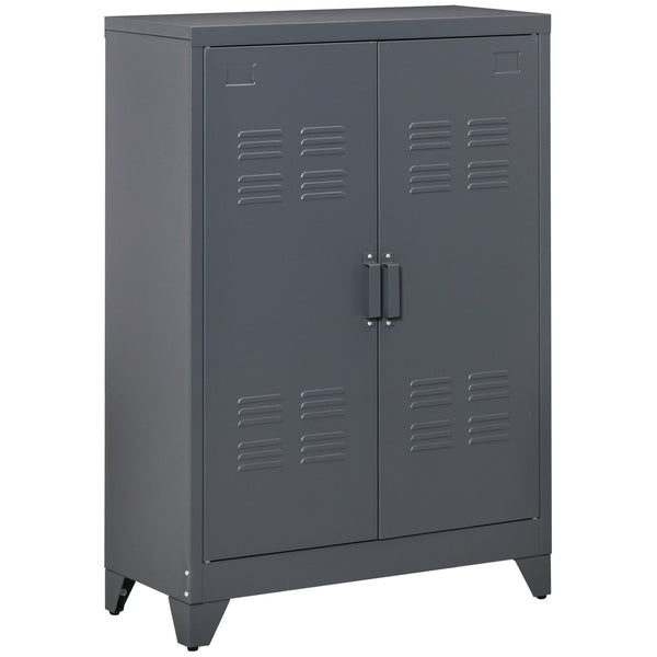 English Elm HOMCOM Industrial Steel Storage Cabinet with Adjustable Shelves, Locker-Style Doors, Anti-Tip Safety W2225P173907