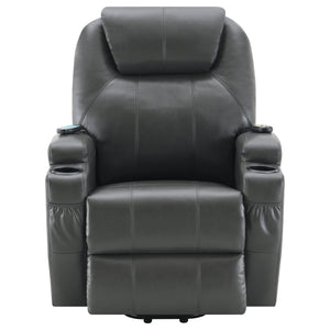 English Elm Rexford Power Lift Recliner Charcoal Grey with Massage, Faux Leather, Heated Seat, Cupholders & Pockets B062P354046