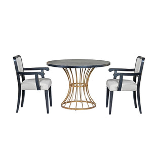 English Elm 42" Round Oak Veneer Pedestal Dining Set with Upholstered Chairs for Kitchen Nooks N842S000126B