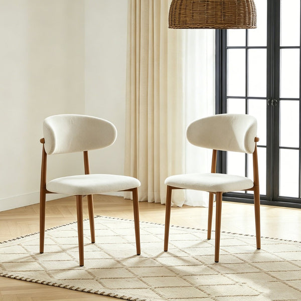 English Elm Dining Chairs Set of Two with Linen Cushions and Iron Legs for Farmhouse Kitchens Beige,Walnut W3590P457160