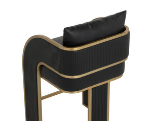 Sunpan Baz Counter Stool - Bold Napa Black Faux Leather With Gold Stainless Steel Accents For Stunning Style Black Faux Leather 111779