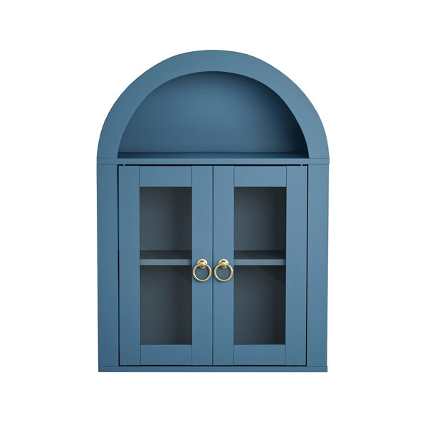 English Elm Wall Mounted Arched Cabinet Tempered Glass Doors Led Lighting Adjustable Shelves Bathroom Turquoise T3210P471552