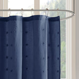 Urban Habitat Brooklyn Casual Cotton Jacquard Pom Pom Shower Curtain UH70-2312 Indigo Blue