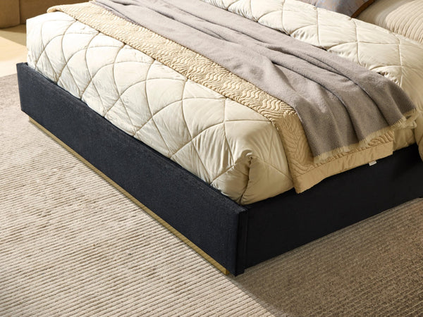 English Elm Luxurious King Velvet Platform Bed with Tufted Headboard Integrated Nightstands Led Lamps W1793S00038