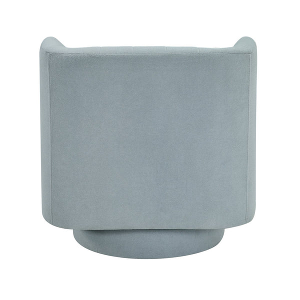 English Elm Modern Swivel Chair Channel-Tufted Barrel Back Upholstered Accent Seat with 360° Metal Base, Cozy Contemporary Comfort Aqua Blue 37.5 L x 28.5 W x 14.5 H B011P379434
