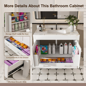 English Elm Modern 43" Bathroom Vanity With Karalakin Marble Top, Soft-Close Drawers & Versatile Storage Solutions W509S00141