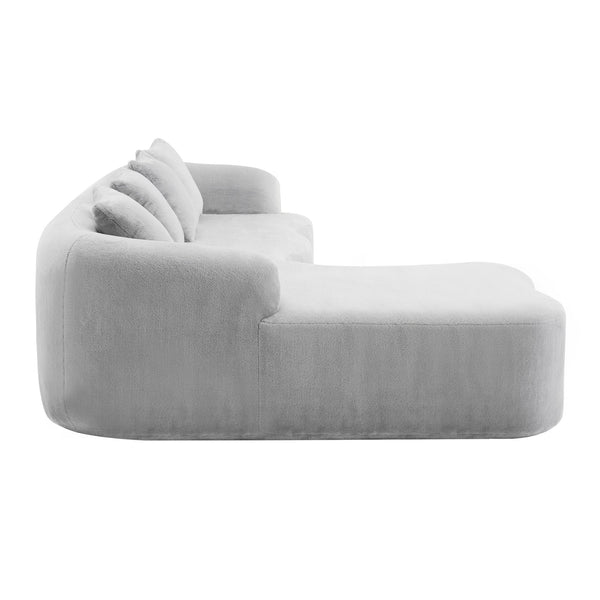 English Elm Full L-Shape Sectional Sofa with Curved Chaise, Modular Chenille Couch, High-Density Comfort for Apartment Living Grey W3612S00005