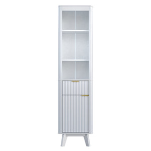 English Elm 68" Tall Fluted Freestanding Storage Cabinet with Drawer and Adjustable Shelf for Bathroom White N817P375218W