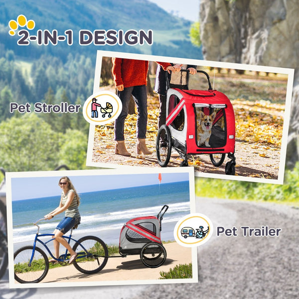 English Elm Aosom Convertible Pet Bike Trailer Stroller with Oxford Fabric and Safety Reflectors W2225P217623