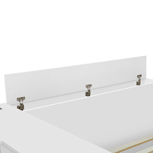 English Elm Full Size Wooden Platform Bed With Integrated Desk, 6 Drawers, Wardrobe & Modern Shelves, White Finish N820S00060K