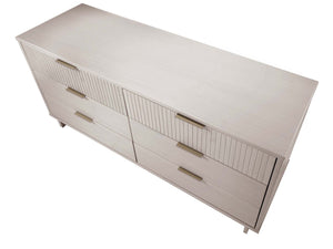 English Elm Granville 55" Modern Dresser In Light Gray With 6 Drawers, Gold Hardware & Textured Design Elegance B365S00091