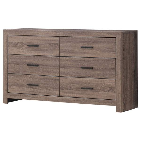 English Elm Sherwood Barrel Oak Six-Drawer Dresser with Smooth Hardware, Modern Silhouette for Chic Storage B062P375391