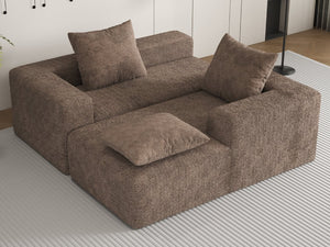 English Elm 106" Modular Sectional Couch Dark Coffee - Boneless L-Shape Chaise, Corduroy Cloud Sofa, No Assembly, Deep Seat Comfort W3795S00001
