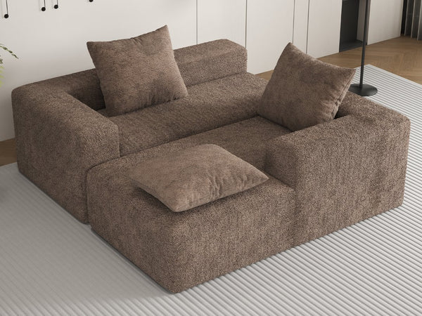English Elm 106" Modular Sectional Couch Dark Coffee - Boneless L-Shape Chaise, Corduroy Cloud Sofa, No Assembly, Deep Seat Comfort W3795S00001