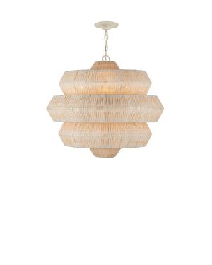 Currey & Company Antibes Grande White Chandelier - Stunning Bleached Rattan Design With 18 Lights For Bright Elegance Natural Rattan ,Wrought Iron 9000-1316-currey-company