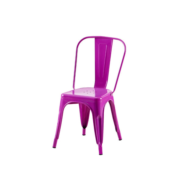 English Elm Set Of 2 High Gloss Purple Metal Dining Chairs - Stackable, Lightweight, Easy-Clean, Modern Design B347P383107-GIGA