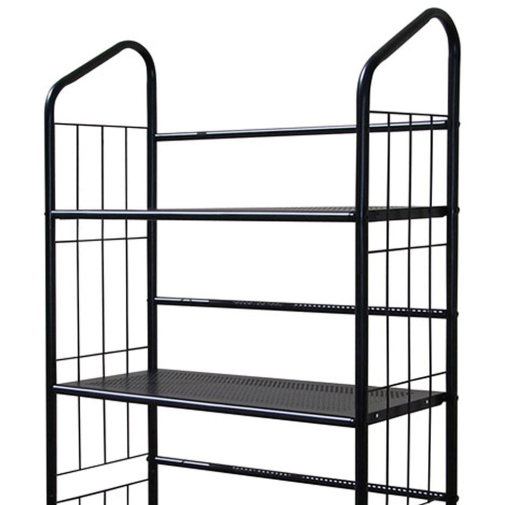 English Elm 64" 5-Tier Corner Bookcase Black Finish – Space-Saving Metal Shelf for Office, Living Room, Kids (64) B072115892