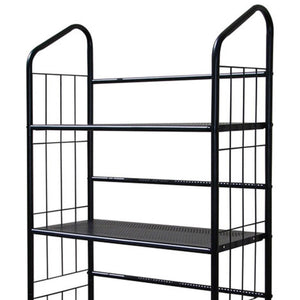 English Elm 64" 5-Tier Corner Bookcase Black Finish – Space-Saving Metal Shelf for Office, Living Room, Kids (64) B072115892