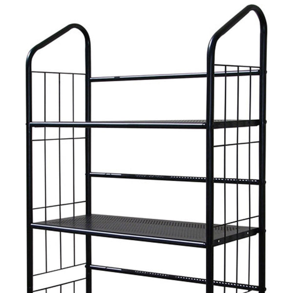 English Elm 64" 5-Tier Corner Bookcase Black Finish – Space-Saving Metal Shelf for Office, Living Room, Kids (64) B072115892