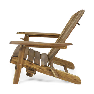 English Elm Christopher Knight Home® - BELLWOOD Adirondack Chair with Folding Design, Rustic Outdoor Wood Seat, Built-In Cup Holder Comfort Natural 37.75 L x 26.75 W x 8.5 H 68940.00