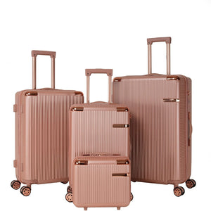 English Elm 4-piece Abs Hard Shell Luggage Set with Spinner Wheels Built-in Lock Lightweight Travel Rose Gold T3292P291258