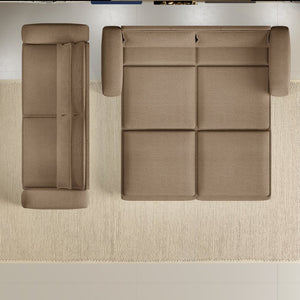 English Elm 93" King Sleeper Sofa Convertible Teddy Plush 3 Seat Couch with Recliner Living Room W1885S00315