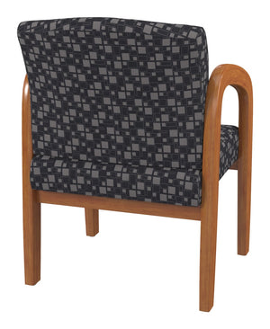 OSP Home Furnishings Medium Oak Wood Visitor Chair with Lumbar Support Taupe Fabric Seat for Office Reception Steely WD380-K108