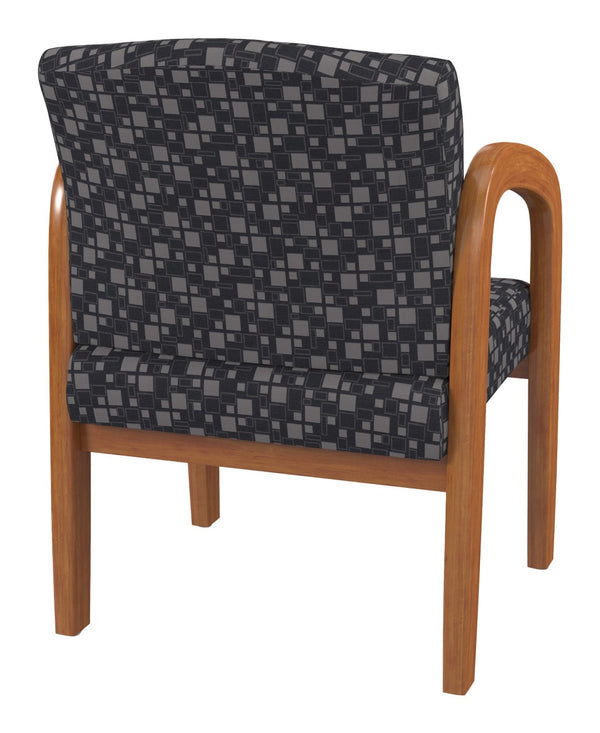 OSP Home Furnishings Medium Oak Wood Visitor Chair with Lumbar Support Taupe Fabric Seat for Office Reception Steely WD380-K108
