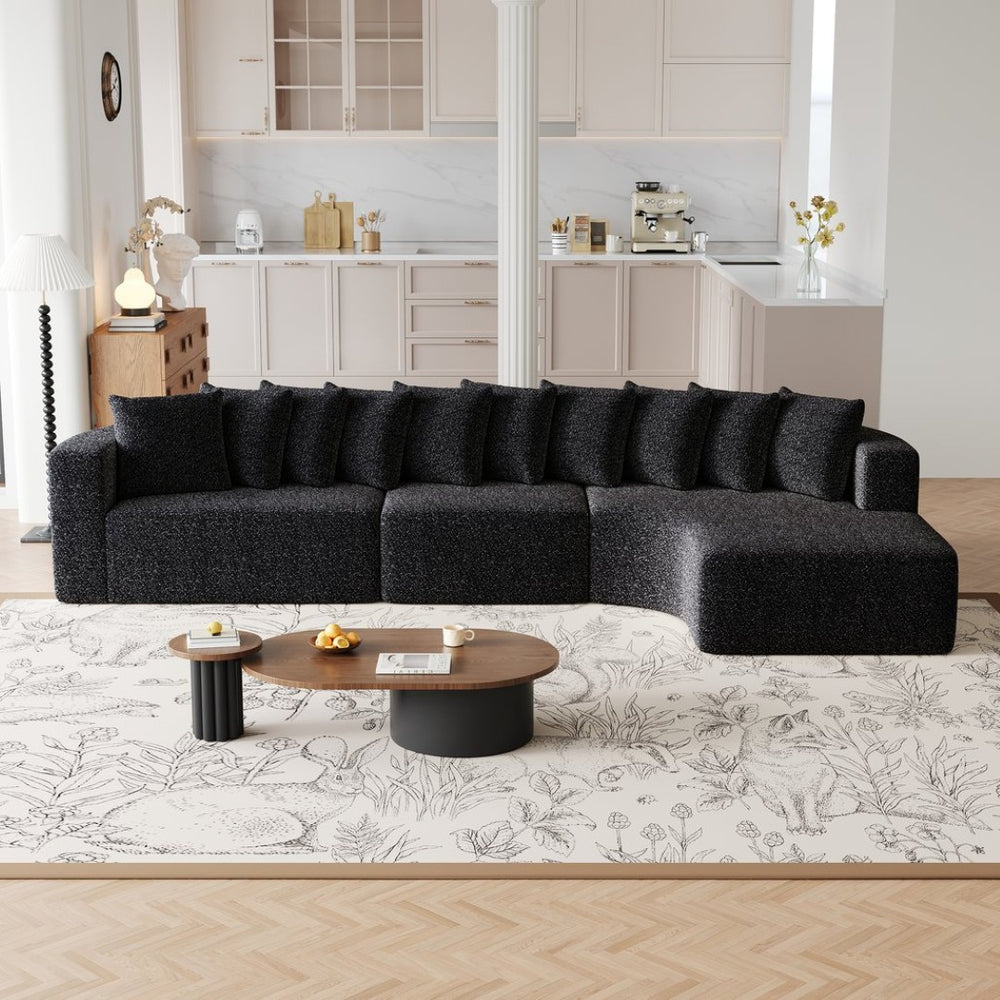 English Elm 131.1-inch Chenille Cloud Sectional with Memory Foam Curved Modular Living Room Sofa W3505S00013