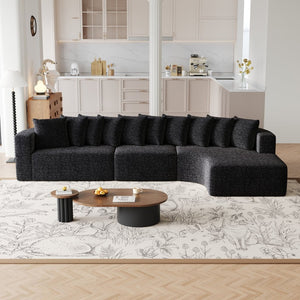 English Elm 131.1-inch Chenille Cloud Sectional with Memory Foam Curved Modular Living Room Sofa W3505S00013