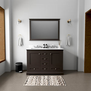 English Elm Espresso Double Bath Vanity 48" W x 22" D with Cultured Marble Top, Faucet Set, Soft-Close Storage B2731P258342