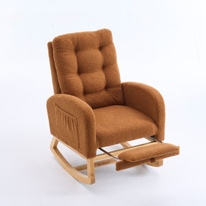 English Elm LY-5104 Plush High-Back Rocking Chair with Footrest & Storage Pocket, Ergonomic Foam Cushion for Nursery Caramel W2231P292992
