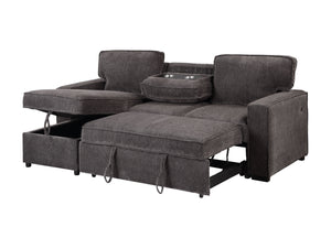 English Elm TERRITORY Reversible Pull-Out Sofa Bed with Plush Cushioning, Flip-Down Cup Holders & Sturdy Frame Dark Gray 50.39 L x 33.86 W x 25.98 H B201S00121