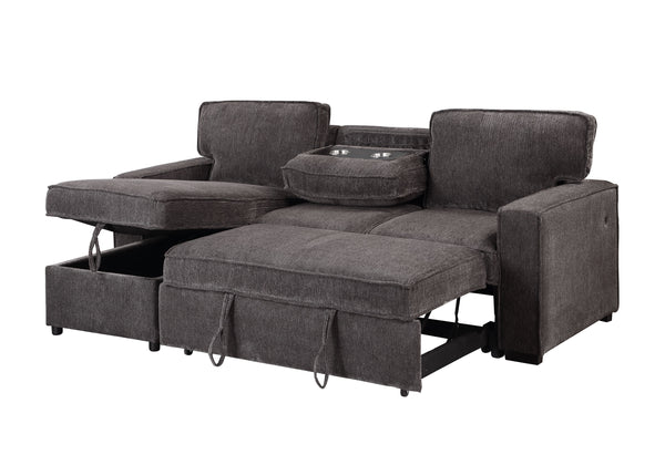 English Elm TERRITORY Reversible Pull-Out Sofa Bed with Plush Cushioning, Flip-Down Cup Holders & Sturdy Frame Dark Gray 50.39 L x 33.86 W x 25.98 H B201S00121