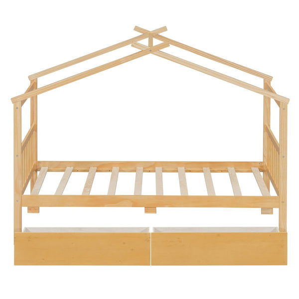 English Elm Twin House Bed Solid Pine Kids Cottage Frame with Storage Drawers Imaginative Room N708P309245M