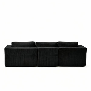 English Elm Modular Cloud Sectional with Deep Lounge Seat Corduroy Upholstered L-shape Living Room Sofa W1919S00006
